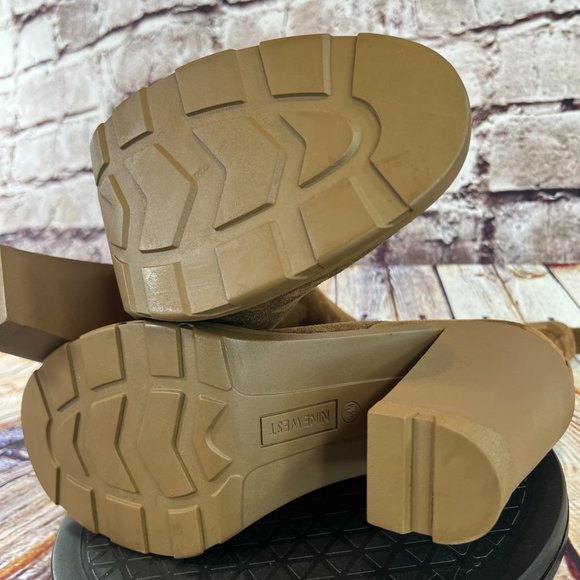 Nine West Solid Brown Pull On High Heel Low Platform Ankle Boots Size 9.5 M - Picture 7 of 9